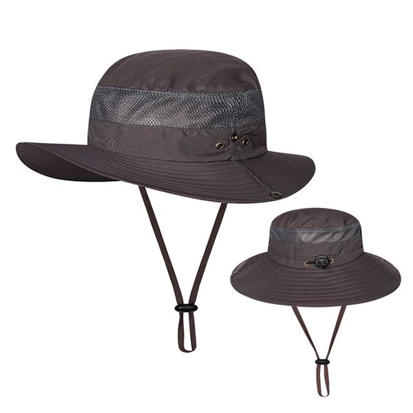 

men women bucket hat lightweight mesh adjustable summer outdoor foldable quick dry sunshade hiking anti-uv wide brim portable