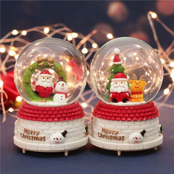 

new santa claus crystal ball gift box with light wreath for snow on christmas eve gift campaign gift lovers small night light