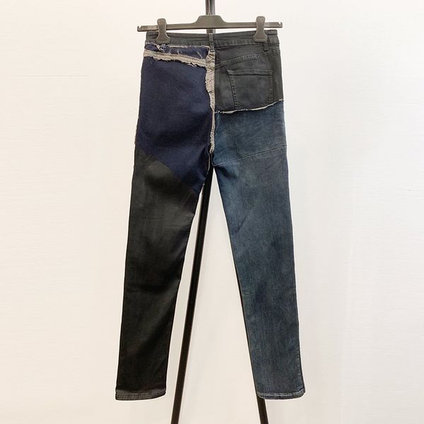 

sureme 2019 new patchwork faded men straight jeans skinny high street minimalism ro gothic style men denim jeans trousers, Blue