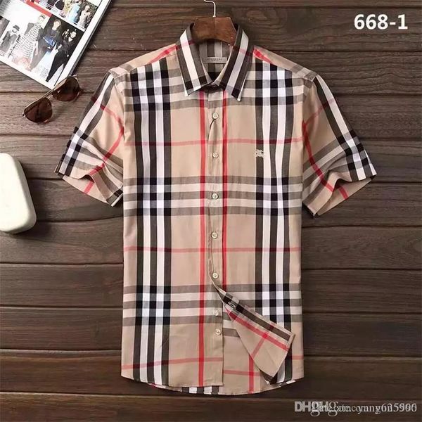 

2018 fashion wave of men plaid shirt print colour mixture luxury casual harajuku shirts short sleeve men's medusa shirts #ss12, White;black