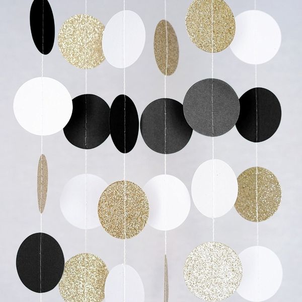 

glitter black white gold hanging circle garland birthday party decorations events party anniversary backdrop decoration