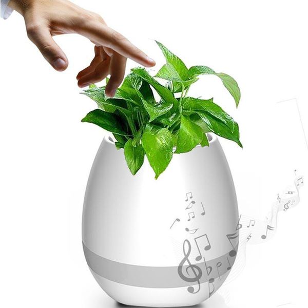 

2019 creative smart bluetooth touch music flower pots home office decoration green plant music flowerpot colourful night light with speaker