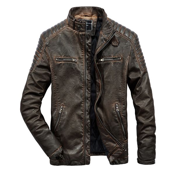 

jean jacket men denim jackets fashion men's autumn winter casual pocket zipper thermal leather jacket coat man, Black;brown