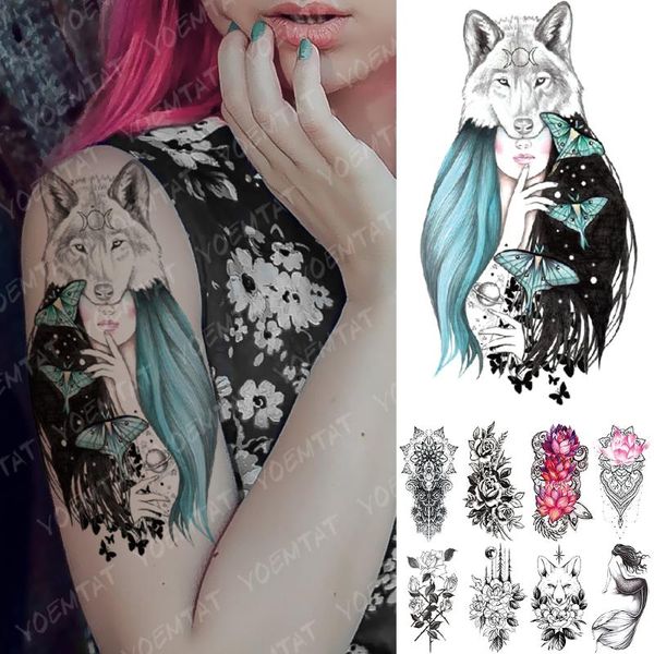 

waterproof temporary tattoo sticker pink lotus rose lace flowers flash tattoos snake dragon body art arm fake tatoo women men