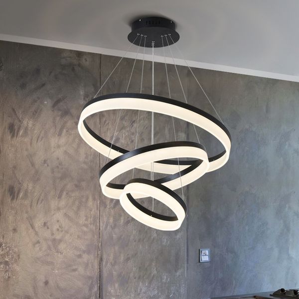 

Modern LED living dining room Chandelier suspension luminaire suspendu circle rings pendant Chandelier fixture de techo colgante