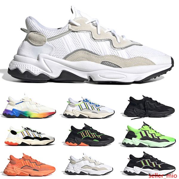

pride 3m reflective xeno ozweego for men women casual shoes cloud white neon green tones core black trainer sports sneakers size 36-45