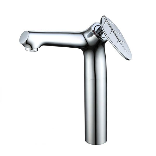 

Leaf Design Single Handle Tall Style Bathroom Faucet Chrome Plated Brass Material High Quality Basin Water Mixer