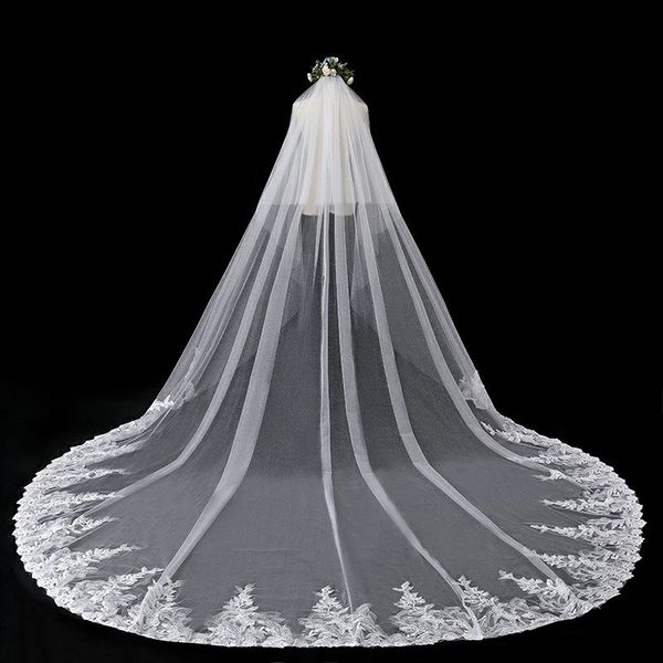 

real photo ого long фата два слой comb пришивание кружево край собор мусульманской свадебные аксессуары вуаль цвет слоновая кость, Black