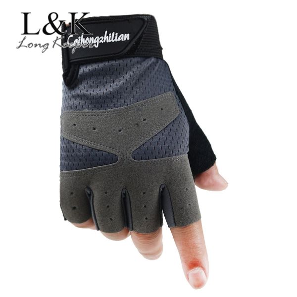 

women half finger gloves gym fitness sports weightlifting dumbbell mitten ladies fingerless anti-slip breathable eldiven luvas, Blue;gray