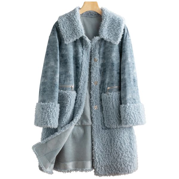 

real шуба 100% шерсть куртки осень зима пальто женщин одежда 2020 корейский урожай sheep shearling tops замша подкладка zt3887, Black