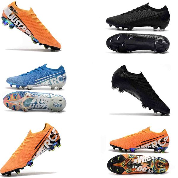 

mens low ankle football boots dream speed mercurial vapors 13 elite cr7 fg soccer shoes superfly xiii 360 fg acc soccer cleats, Black