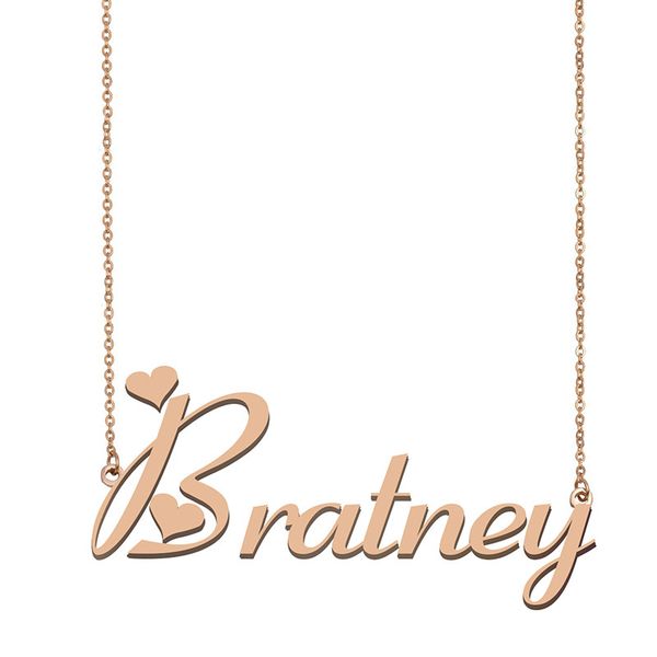 

bratney name necklace pendant for women girls birthday gift custom nameplate children friends jewelry 18k gold plated stainless steel, Silver