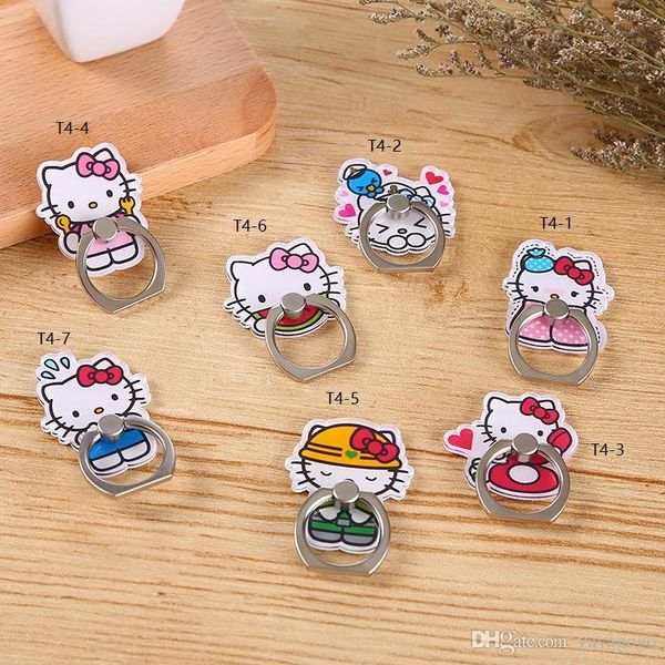 

ell universal 360 degree cute cartoon hello kitty finger ring holder phone stand for samsung huawei iphone mobile phones mounts