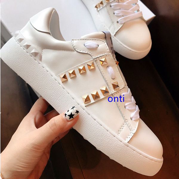 

2019 with men women fashion luxury designer shoes white leather open sneaker with blue band ny0s0830 blu g62 trainers sneakers shoes, Black