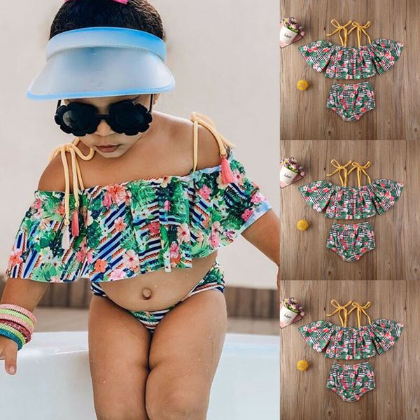 

малыш ребенок дети девушки цветочный купальник купальники купальный костюм бикини набор одежды