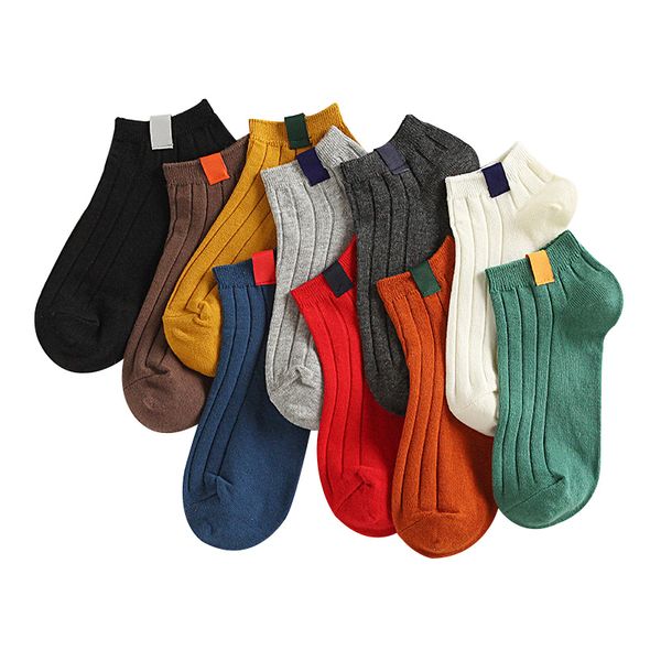 

5pairs Women 'S Sock Colorful Funny Art Cute Short Socks Warm High Quality Autumn Winter Cotton Solid Color Female Socks Hosiery