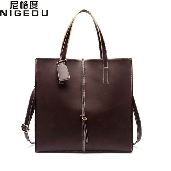 

vintage women handbags large capacity pu leather women's shoulder messenger bag brown ladies office totes big bolsa franja