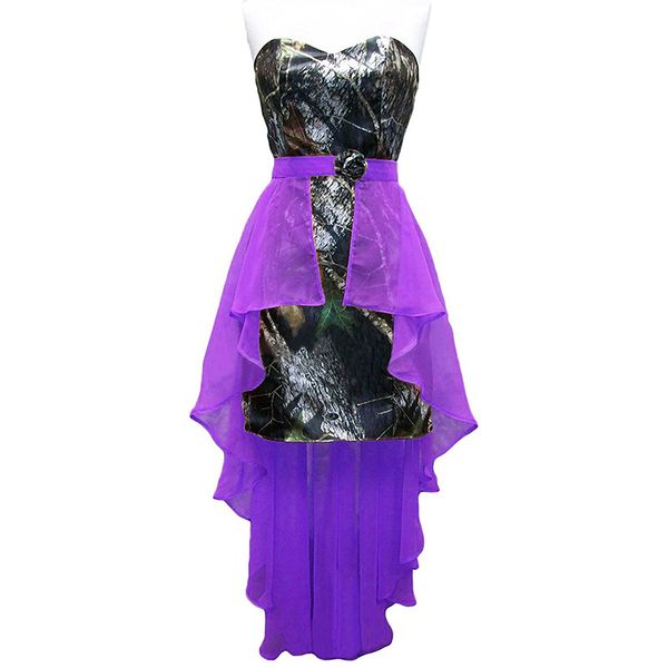 

шикарный камуфляж высокие низкие платья невесты a-line милая подружка невесты платья зашнуровать назад свадебные платья партии, White;pink