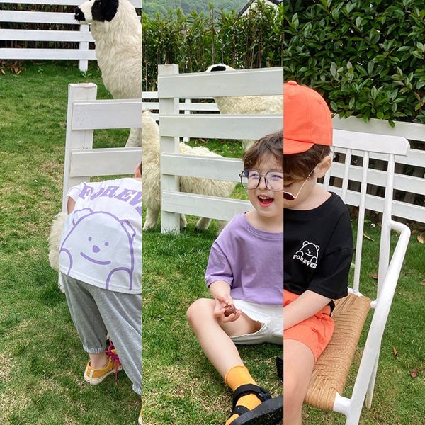 

summer 2020 baby cartoon short-sleeved t- 2 boys' thin half-sleeved t- shirt children's casual base shirt fashion, Blue