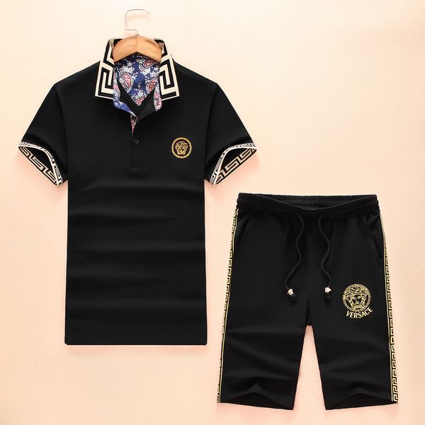 

2018 summer men's t-shirts sport suit men plus size short sleeve o-neck print shirt and shorts sets men's sportswear -6xl, White