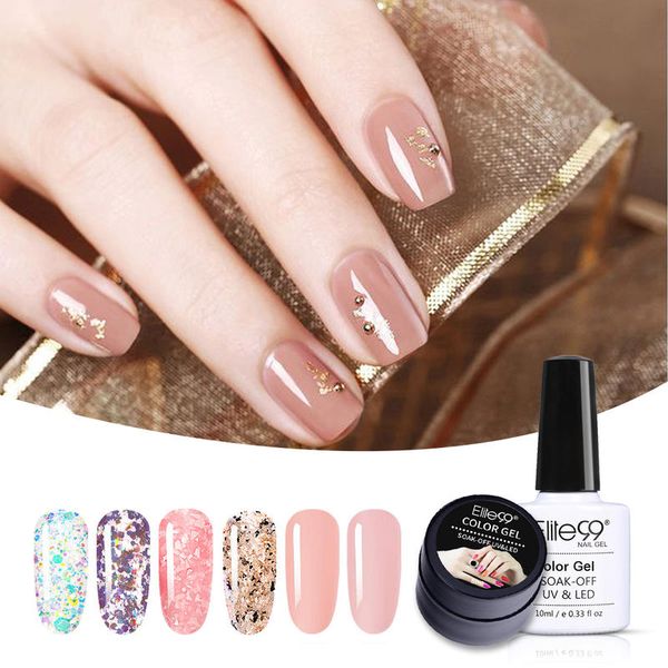 

elite99 6 pieces/lot shimmer set glitter color gel nail polish soak off uv gel for nail art manicure, Red;pink