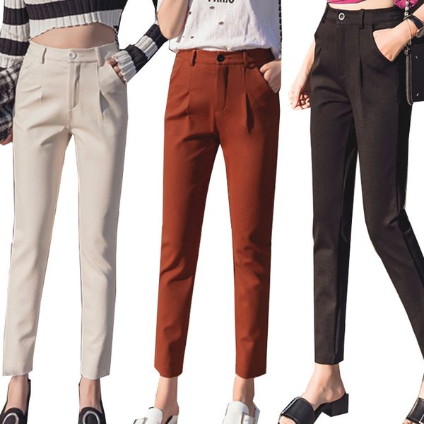 

harem pants women 2019 spring high waist ankle-length female trousers pantalon femme s~xl slim casual woman pencil pants, Black;white