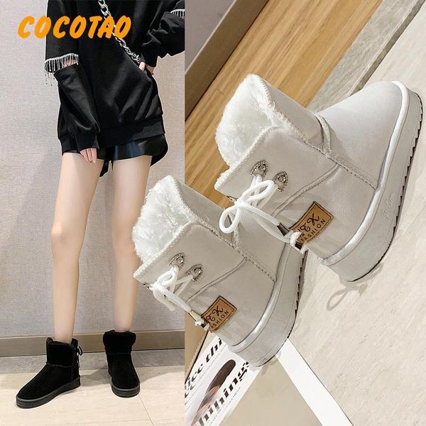 

snow boots female short tube 2019 new women's shoes students winter fashion korean cotton shoes plus velvet short boots, Black