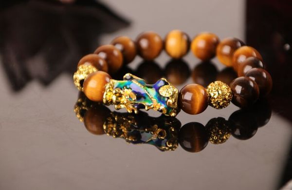 

tiger eye brave transfer pixiu bracelets&bangles trendy natural stone bracelet for women men jewelry, Golden;silver