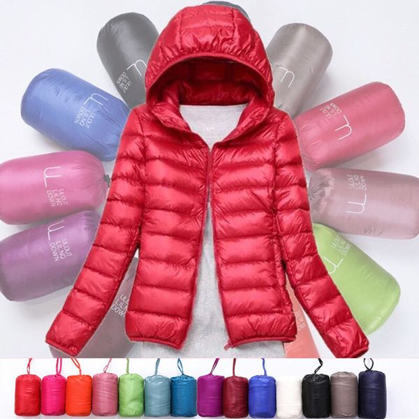 

зимняя женская сверхлегкая тонкая пуховая куртка белый утиный пух с капюшоном куртки с длинным рукавом теплое пальто куртка женская портатив, Black