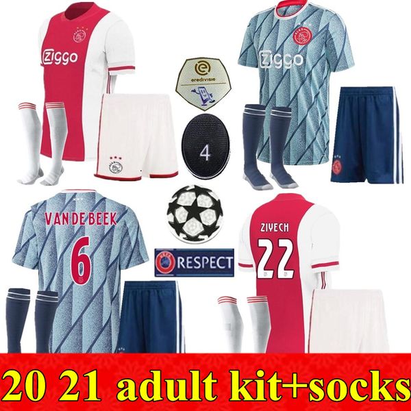 

20 21 ajax kits soccer jersey 2020 2021 promes alvarez tadic neres ziyech beek football shirt men full sets uniforms, Black