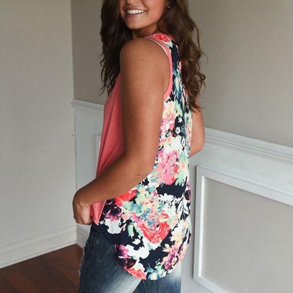 

2019 women sleeveless floral round neck slim fit casual for summer lf88, White