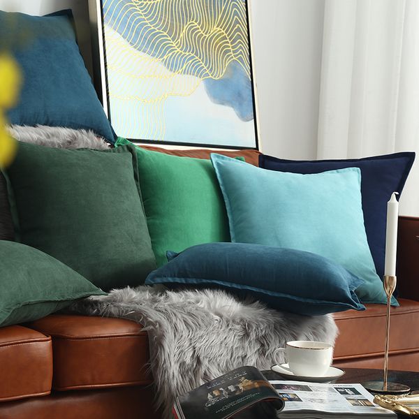 

solid pillow case green navy blue grey cushion cover suede home decorative pillow cover fringed 45x45cm/60x60cm/30x50cm