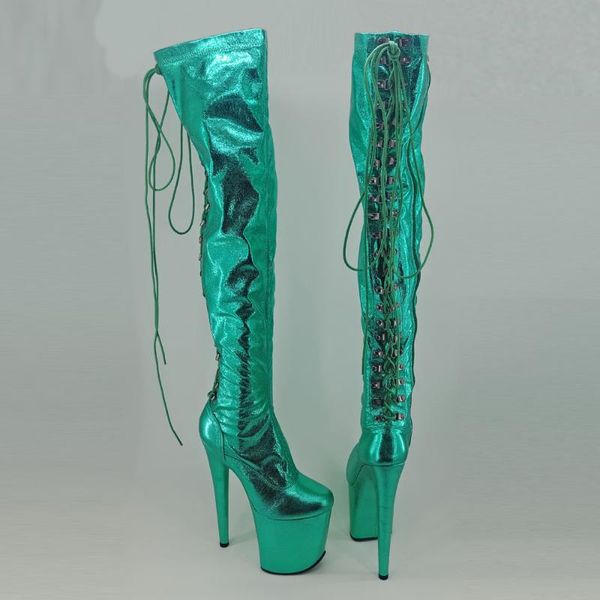 

leecabe green 20cm/8inches pole dancing shoes high heel platform boots closed toe pole dance boots
