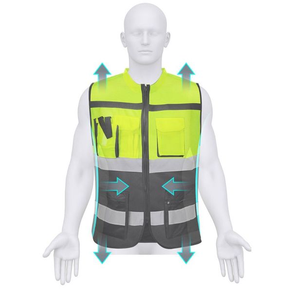 

multi-pockets high visibility zipper front safety vest with reflective strips bicycle and motorcycle riding multipurpose safety