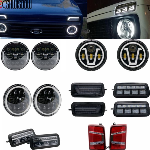 

headlughts for lada niva 4x4 1995- daytime running lights for lada niva 4x4 7" led headlamps led tail lights