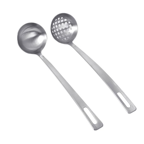 

kitchen bbq stainless steel long handle soup spoon soup ladle filter spoon colander spoon clamp strainer set kitchen gadgets other kitchen