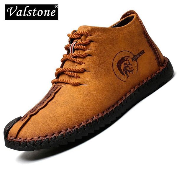 

valstone 2019 autumn winter casual shoes men leather handmade vintage high male boots warm sneakers hombres plus sizes 48 mx190729, Black