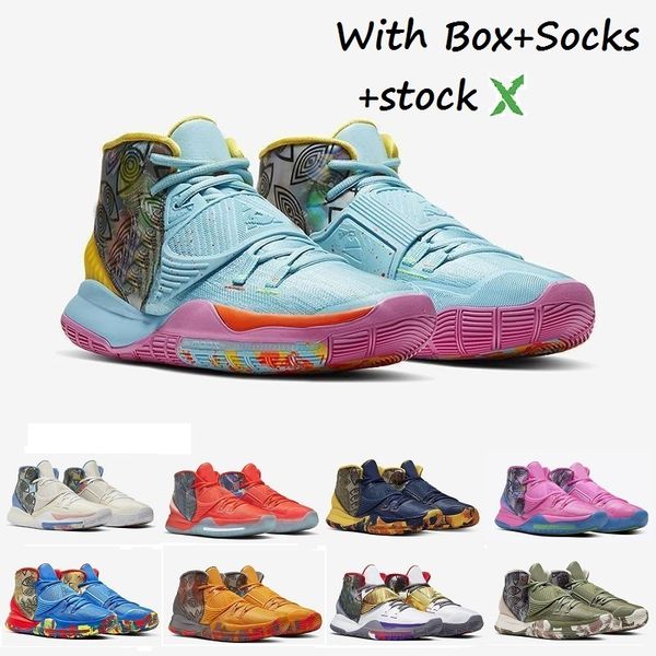 

stock x men kyrie triple yellow white black grey basketball shoes nickelodeon 20th sponge irving 6 6s air sports designer sneakers 7-12