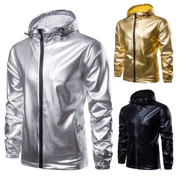 

2020 autumn and winter solid color bronze fabric fashion design sports hooded costume men's clip, Black