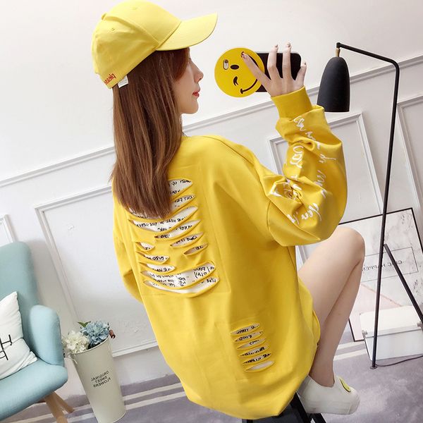

women's hoodies & sweatshirts #4817 korean fashion student loose large size hip hop sweatshirt harajuku streetwear tracksuit women whit, Black
