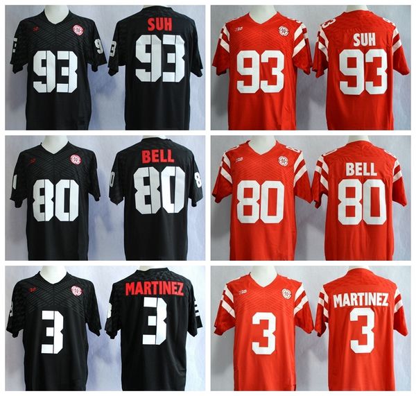 

ncaa college football nebraska cornhuskers jerseys 3 taylor martinez 80 kenny bell 93 ndamukong suh red black wihte for sport fans