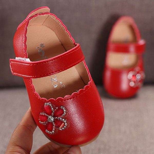 

infant princess kids shoes for girls flower baby shoes girls elegant crystal flower single princess casual, Black