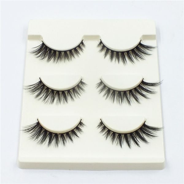 

hbzgtlad 3pcs/lot 100% handmade real false eyelash strip lashes false eyelashes