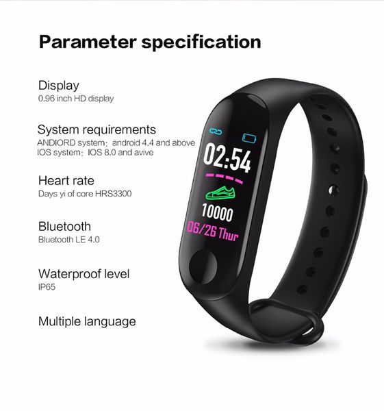

pro smart band водонепроницаемый фитнес трекер vs smart браслет кровяное давление монитор сердечного ритма pk mi band 3 мода