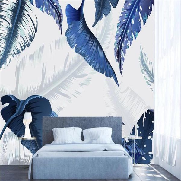 

milofi custom wallpaper mural modern minimalist abstract southern big wide leaf decoration tv background wall