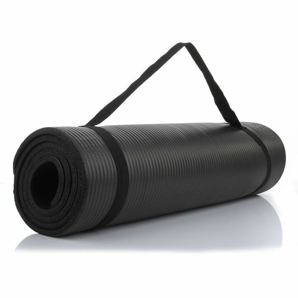 

durable thick (15 mm) 72 "x 24" nbr yoga mat anti-slip mat black
