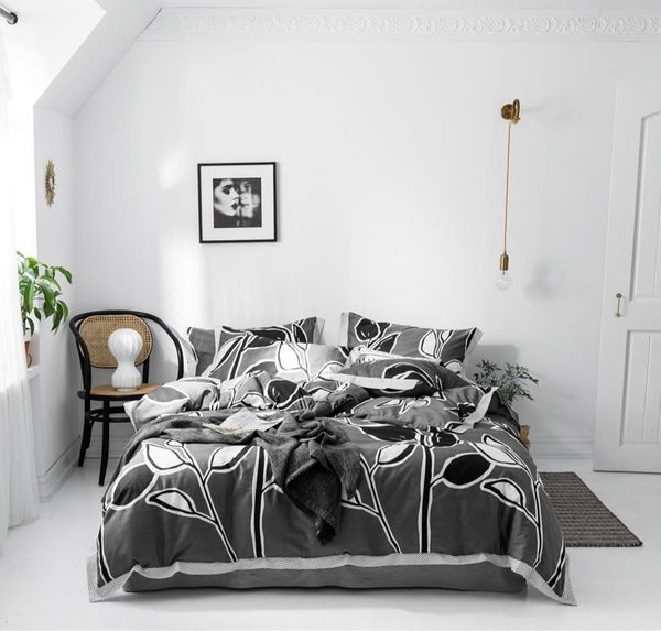 Goddess Embroidery Cotton Bedding Set New Design Letter European