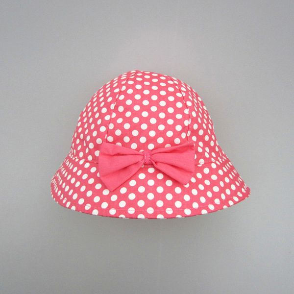 

sweet girl baby hat kids summer sun beach caps for girls white dot pattern toddler red bow tie decor girls fishing hat, Yellow