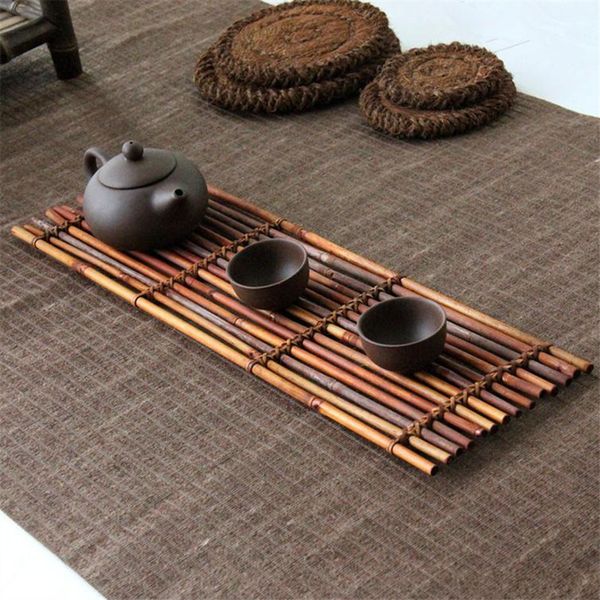 Vendite calde Natural Bamboo Tea Cup Mat Pad Sottobicchieri per tazze Supporto per teiera Pad per set da tè Kungfu Posavasos Dessous fatto a mano