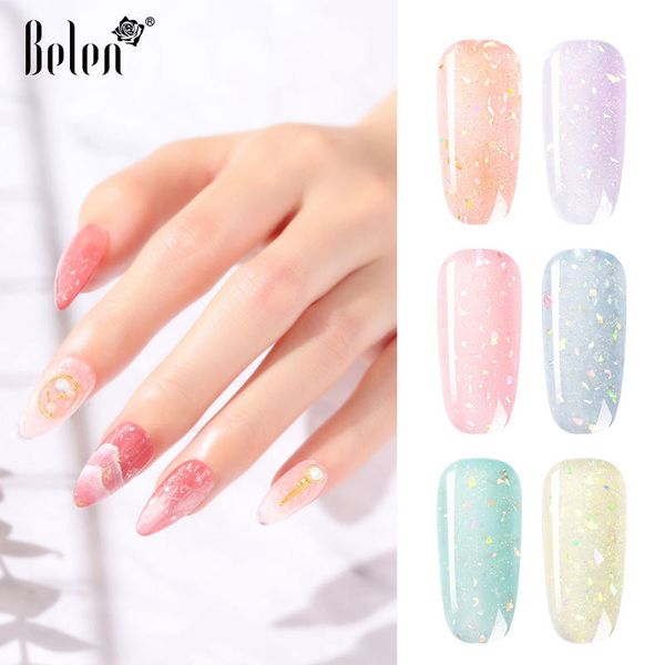 

belen crystal shell pearl gel polish soak off uv led nail varnish primer salon nail arts pedicure for gellak 10ml, Red;pink